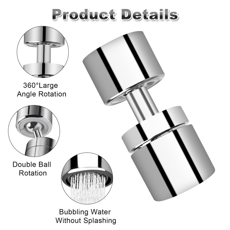 Tap Attachment, 360° Swivel Tap Attachment, Swivelling Tap Kitchen, Water-Saving