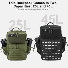 LHI Tactical Military Backpack for Men 25L/45L Large Molle Army Assault Pack 5 Day Hiking Rucksack With Bottle Holder