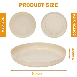 9 Inch Reusable Dinner Plates Set of 8 - Unbreakable, BPA-Free, Dishwasher Safe Plastic Plates, Stackable Tableware for Kids & Adults - Lightweight, Deep Plates for Home, Party, Picnic