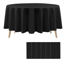 Layiexre Black Disposable Table Cloth 6-Pack, 84 Inch Table Cloths for Party, Plastic Tablecloths for Round Tables, Waterproof & Sturdy Decorative Table Cover for Dining, Wedding, Outdoor