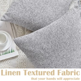 jinchan Burlap Textured Pillow Covers Modern Farmhouse Pillowcase Rustic Heathered Sturdy Cushion Covers for Sofa Couch Bed 18 x 18 Inch Grey Pack of Two