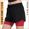Women's Plus Size High-Elastic Quick-Dry Yoga Jogger Shorts (Clearance) Size L/Shorts 17124 Black + Red 5ea