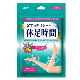 Lion Korea Kyusoku Jikan Foot & Leg Cooling Sheets (1 pack of 6) / 휴족시간 발 다리 쿨링시트 6매입1개