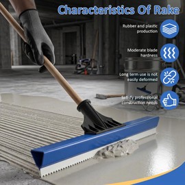 2 Pack 16 Inch Epoxy Floor Squeegee, Notched Squeegee for Self Leveling Cement Urethane Epoxy Floor Tool for Professional Project Home Work (Blue, 2)