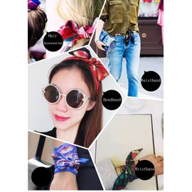 Upstore 10Pcs Women Silk Square Scarves Multipurpose Fashion Printed Small Satin Scarf Handkerchiefs Neckerchief Shawl Head Scarf Headcloth 50 x 50 cm (Color Random)