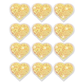 Paquete de 12 parches de corazón de lentejuelas amarillas, parches para planchar con corazón con purpurina para ropa, parches bordados con abalorio para ropa, mochila, chamarra de vaquero, sombrero,