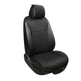 Black Panther 1 Piece Luxury PU Leather Front Car Seat Cover Protector Compatible with 95% Cars - No Heating (Saloon/SUV/Pickup Truck/Van) - Black