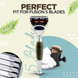 Haryali London Fusion 5 Razor for Men, Women’s Razor, Face Razor, Horn Imitation Handle