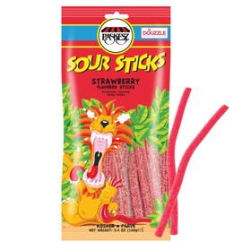 DOUzzle Graduation Treats - Sour Sticks Chewy Candy Straws Red Strawberry (3.5 OZ - Pack of 1) Goodie Bag Stuffer, Pinata Filler - Kosher Parve
