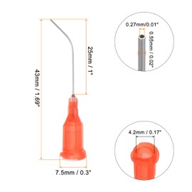 HARFINGTON 12pcs Blunt Tip Dispensing Needles, 24 Gauge 45 Degrees Bent Dispensing Tips 1" End Angled Dispenser Needle with Luer Elbow Blunt Needle for Oil or Glue Applicator, Red
