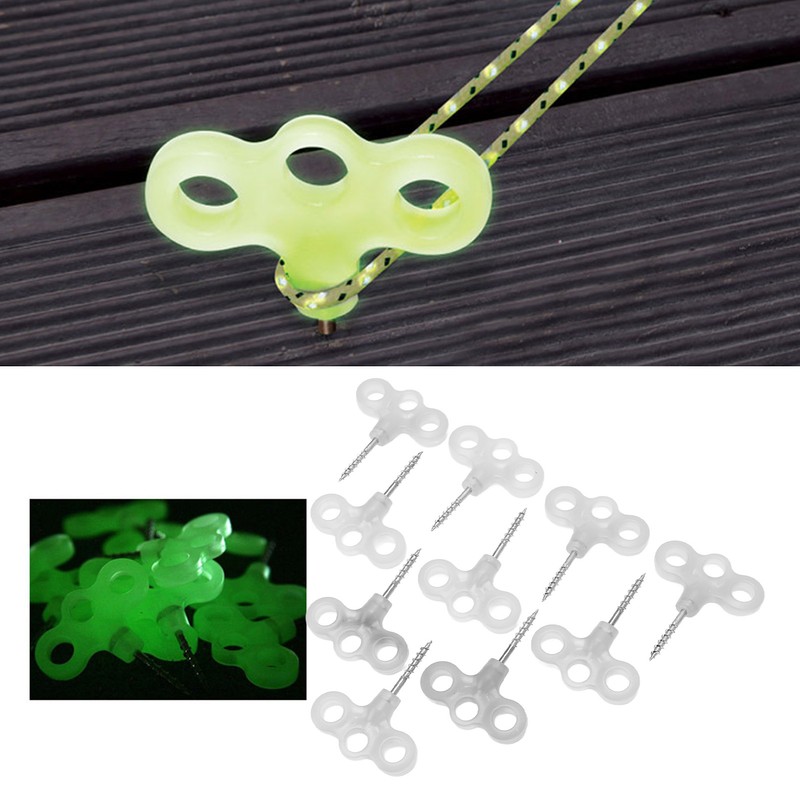 10pcs Luminous Camping Tent Pegs Set ABS 3 Hole Screw