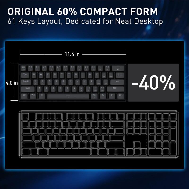 Redragon K617 HE Rapid Trigger Gaming Keyboard, 60% 61 Keys