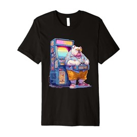 Funny English Bulldog Gamer Dog 80s Retro Arcade Sunglasses Premium T-Shirt