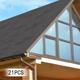 21 Pack Asphalt Roof Shingles, 39.37 * 13.11Inch Waterproof Roof Asphalt Tiles, Tool Shed Roof Shingles- Ideal for Roof Tiles of Villas, Row Houses, Light Steel Roofs(Grey)