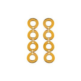 DIAMANTIO 18K Gold Plated, Modern Geometric Circle Drop Earrings for Women – Bold Gold-Tone Statement Dangle Earrings – Lightweight Fashion Jewelry for Parties, Work & Everyday Style