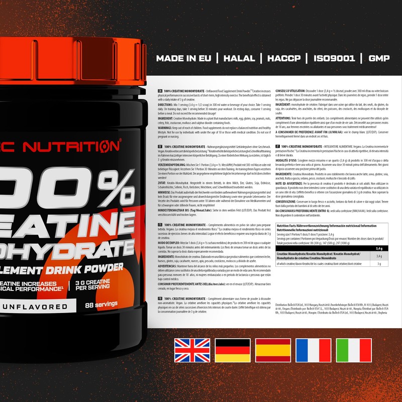 Scitec Nutrition 100% Creatine Monohydrate – Vegan – 3g per