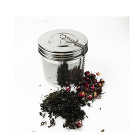 Infusor de bola de té grande para té de hojas sueltas y bolas de especias para cocinar sopa, acero inoxidable 18/8 304, tapa roscada, gancho de cadena, bola de filtro de té de malla extrafina para hierbas, té helado