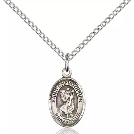 Bliss Sterling Silver Saint Christopher Medal Pendant Necklace 18" Chain GiftBox