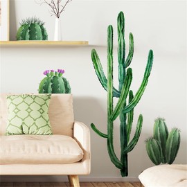 Big Cactus Wall Stickers, sacinora Large Tropical Green Plants DIY Wall Decals Removable Vinyl Peel and Stick for Living Room Children's Room Bedroom Kitchen Sofa TV Background Art Decorations