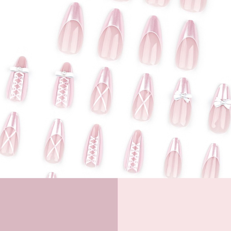Pokengda Diseño De Uñas A Presión Con Forma De Almendra,