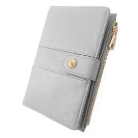 elzama Passport Holder Women with RFID Blocking, Passport Cover Wallet with Zipper Pocket, Pen Sim Card Holders, Cute Slim Travel Wallet Passport Book Protector Case, Light Grey