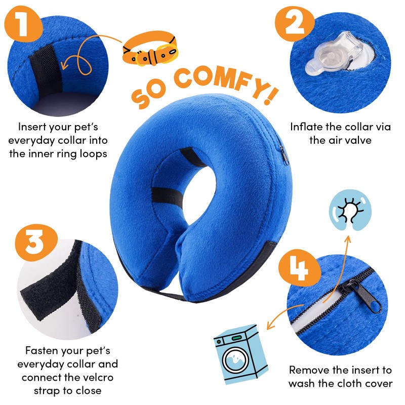 BENCMATE Inflatable Dog Cone Collar Alternative, Soft Dog Cone for