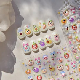 Dedyel Funny Face Nail Stickers Fun Big Lips Cute Cartoon Face Self-Adhesive Nail Stickers for Women Girls Kids Nail Art Decoration