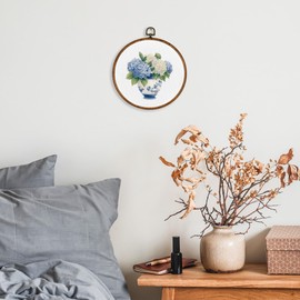 KSDUT Chinoiserie Vase Flower Wall Art Decor - Blue and White Chinoiserie Textile Wall Art Canvas Frame Hanging Prints, Blue Porcelain Wall Art Decor for Grandmillennial Home Decorations 8"x8"