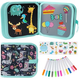 Erasable Book Doodle Set for Kids,Magic Drawing Book for Kids,Reusable Drawing Book 12 Watercolor Pens 14 Page Drawing,Road Trip Car Game Writing Painting Set for Boys and Girls (Sheep)