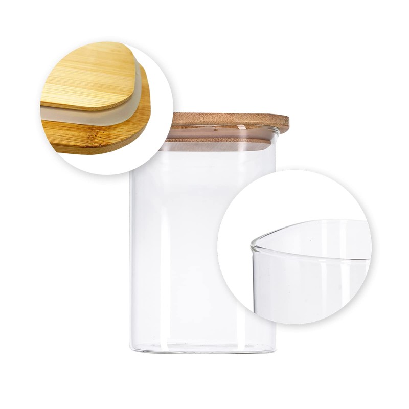 TALK-POINT Glass Storage Jars with Bamboo Lid, Storage Jars, Glass