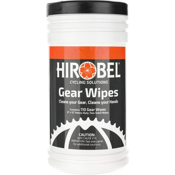 Hirobel Gear Wipes 110ct Multi Purpose Bike Degreaser | Dual sided with Deep Cleaning Fibers| Bio Friendly Cleaning Agent | 8" x12" towel