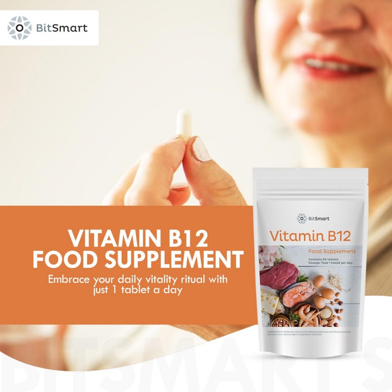 Bitsmart Vitamin B12 Tablets 1000mcg Methylcobalamin 60 Tablets - High