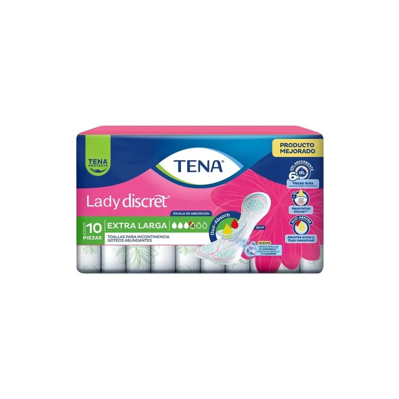 Toallas Incontinencia Tena Lady Discret Extra Larga 40 Pzas