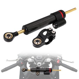IUVWISN Motorcycle Steering Damper Adjustable Stabilizer 10" with Mount Bracket Universal for Most Motorcycles Sport Street Mini Bike GSXR 750 1000 R1 R3 R6 R7 FZ09 FZ6R ZX6R ZX9R ZX10R Carbon Fiber