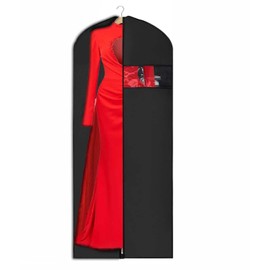 Buystarget Black 72''/183cm Large Dress Bag Suit Cover Foldable Clear Window Hanging Garment Bags for Costumes Suits Coats Long Dress Bags Wedding Dress Gown Wardrobe Storage Covers Closet Travel