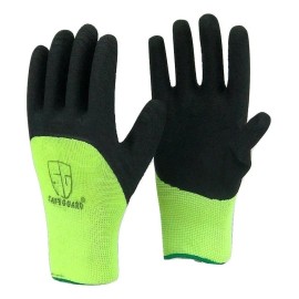 Safeguard 5 Pairs Safeguard High Visible Green Knit Latex Palm Coated Nylon Work Gloves - Small