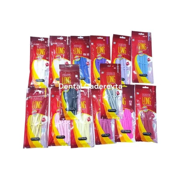 Stylus 12 Bastones Ligas Long Modulos Elasticos Ortodoncia Colores Color