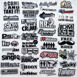 HiroKun 41Pcs JDM Car Sticker Racing Decale for Cars Motorcycle Helmet Reflex Decals Graphics Drift Slammed Race Funny Truck Stickers Car Side Decals