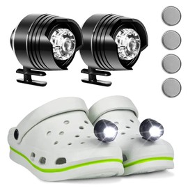 MXJFYY 2 x Croc Headlights, Small Lights Croc, 3 Modes Light Adjustable, IPX5 Waterproof Shoe Headlight for Hiking, Camping, Holiday, Birthday Gifts for Adults Children, Aluminium, No gemstone.
