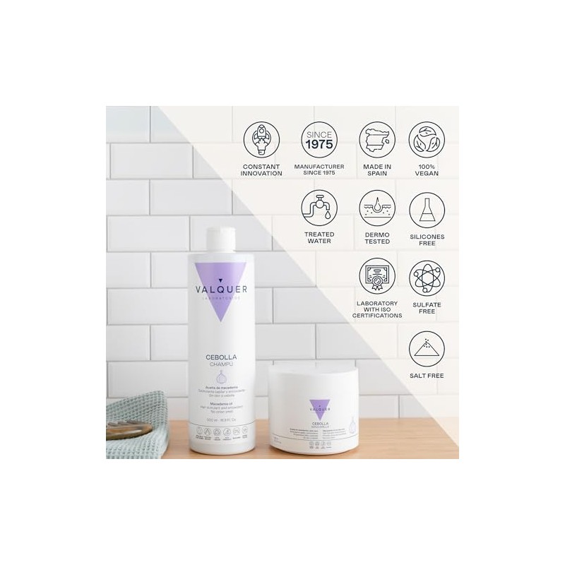 VALQUER Set de Cebolla Champú y Mascarilla 500 ml +