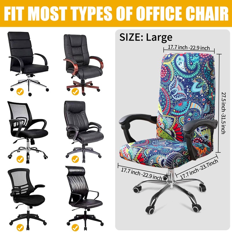 Smiry Stretch Printed Office Computer Chair Covers, Universal Desk Rotating