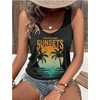 Summer Beach Tops for Women Boho Sunshine Graphic Racerback Tank