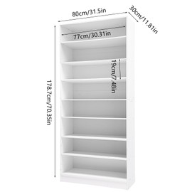HAPPCUCOE 8-Tiers Shoe Cabinet,70.35'' Tall Shoe Storage Cabinet with Open Storage,Shoe Organizer,Shoe Rack for Entryway,Corridor, Living Room (White)