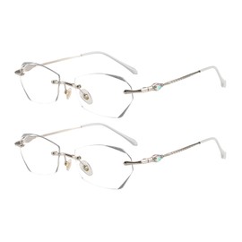 OCCI CHIARI Rimless Blue light Reading Glasses 2.0x Women 2 Pack Readers Designer Eyeglasses(1.0 1.5 2.0 2.5 3.0 4.0)
