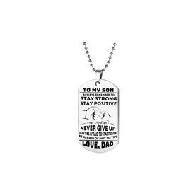 SBI Jewelry Dad Love Son Silver Necklaces for Women Men Encourage Support Women Father Mother Christmas Anniversary Birthday