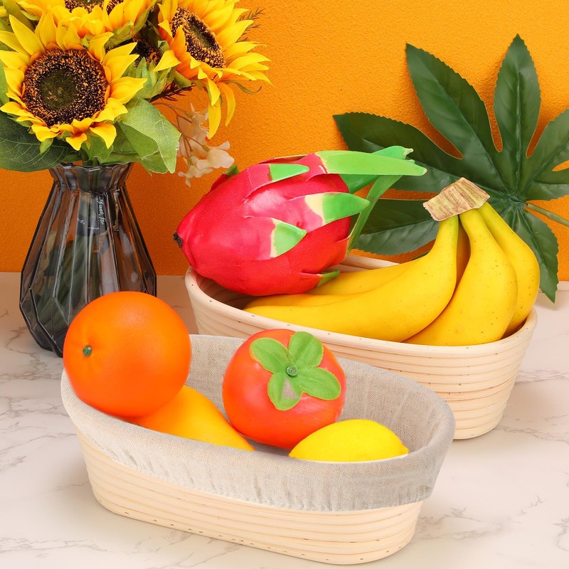 Gejoy 12 Set Bread Proofing Baskets Oval Shaped Banneton Dough