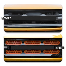 SQQP Front Grill Mesh Grille Inserts Cover Frame Trims Kit 6Pcs Fit for Ford Bronco 2021-2024 2/4 Door Exterior Accessories (Orange)