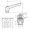 Ganter Normelemente Adjustable clamping lever with threaded bushing, GN 300-30-M3-SW,