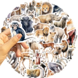 50 Pcs African Animals Stickers for Kids Teens Adults Boys Girls Gift,Stickers Pack for Laptop,Skateboard,Luggage,Car,Bike, Cup,Computer,Water Bottle Decor,Animals Vinyl Waterproof Sticker Decals