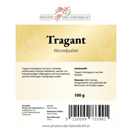 Tragant Powder - 100 g, Astragalus, Finely Ground, Natural, Top Premium Quality, Made in Austria
